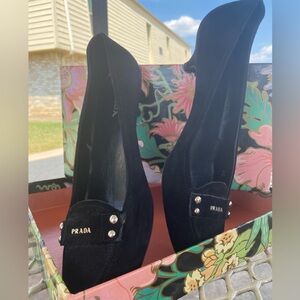 Prada Black Velvet Heels